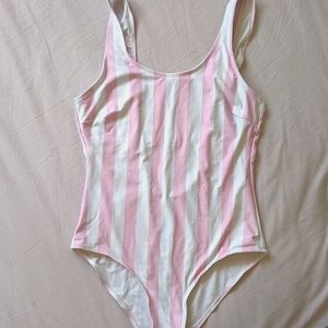 Pink striped one piece